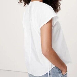 Banana Republic Oversized Cotton Poplin Cinch Top, White, XL